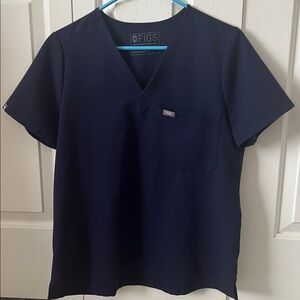 Figs Navy V-Neck Scrub Top